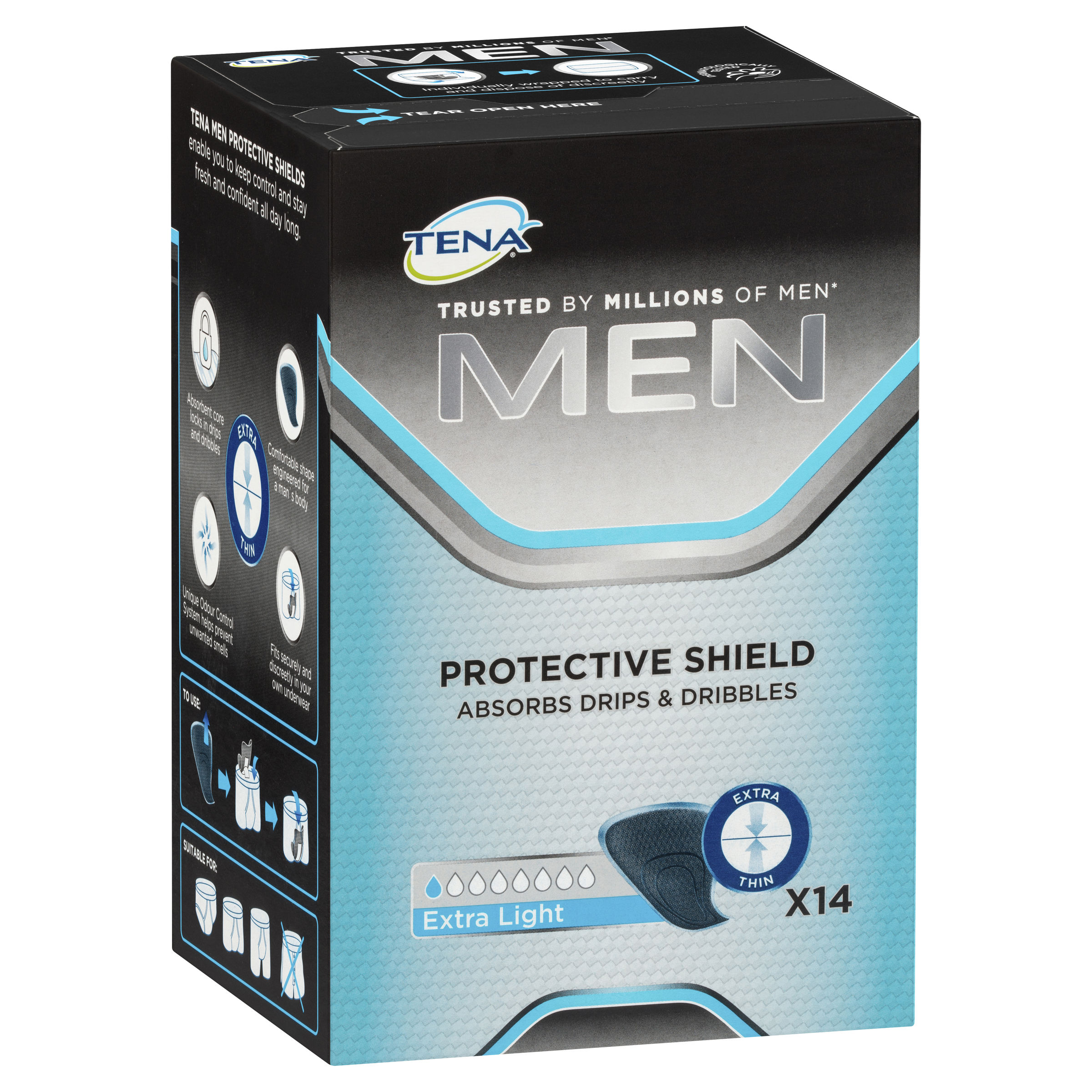 Tena Men Protective Shields 1D Extra Light 14pk | Amals Discount Chemist