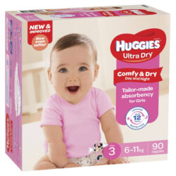 Huggies Jumbo UltraDry Nappies Crawler Girl 90pk